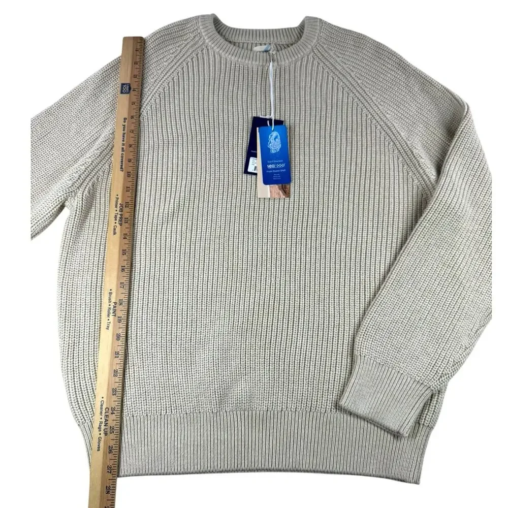 Fair Harbor Neptune Sweater 2XL Sand Beige Fisherman Knit Heavyweight Chunky NWT